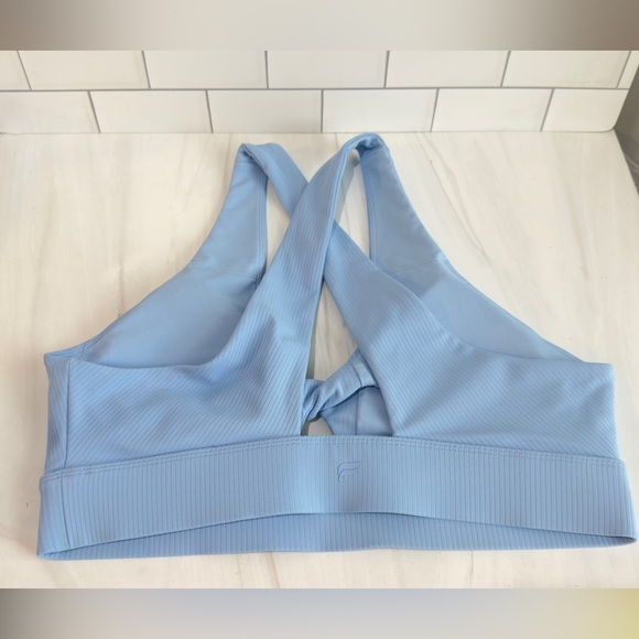 FABLETICS OASIS RIB TWIST IMPACT SPORTS BRA BALI BLUE SIZE L RUNNING WORK OUT - Picture 6 of 6